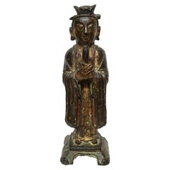 Chinese Laquered Bronze Sculpture of Dignitary, Ming, 1600s