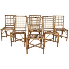 1970s Set of Six Spanish Bamboo Chairs