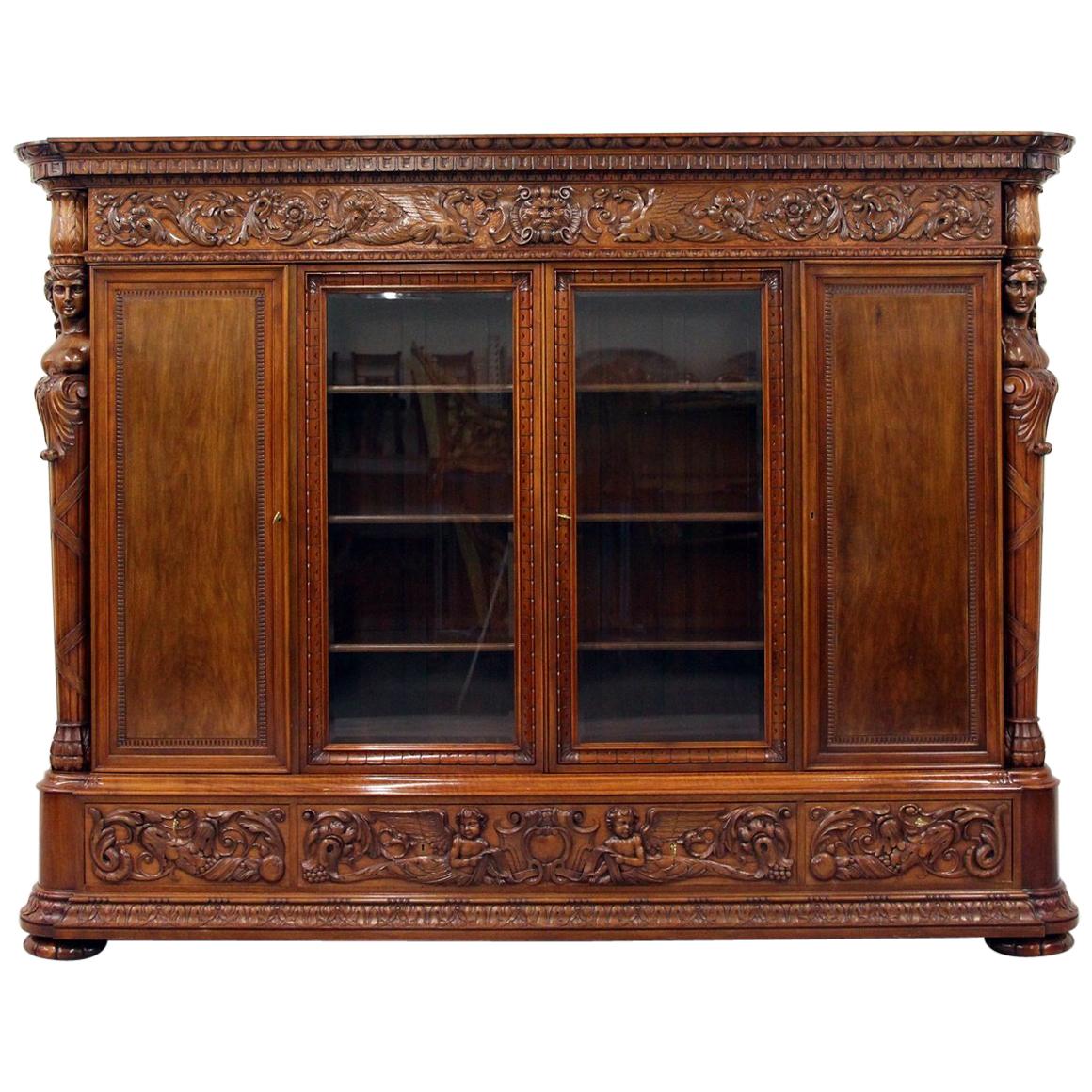 Herrenzimmer Cupboard Bookcase Antique Table Showcase Figurines For Sale