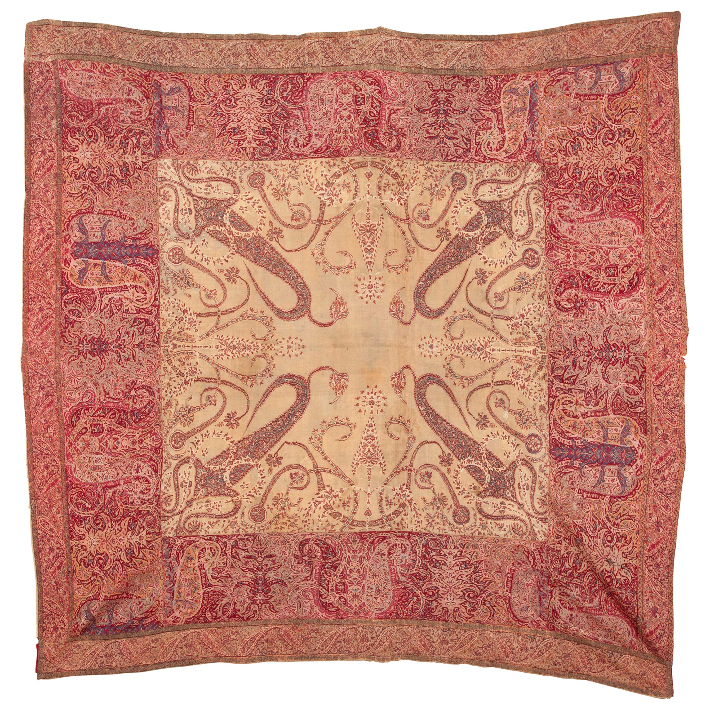 Antique Kashmir Shawl from India, 19th Century