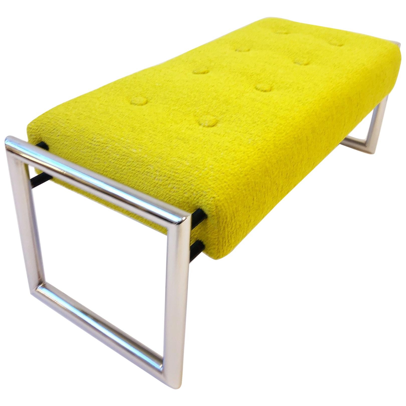 Chartreuse 1960s Chrome Bench 