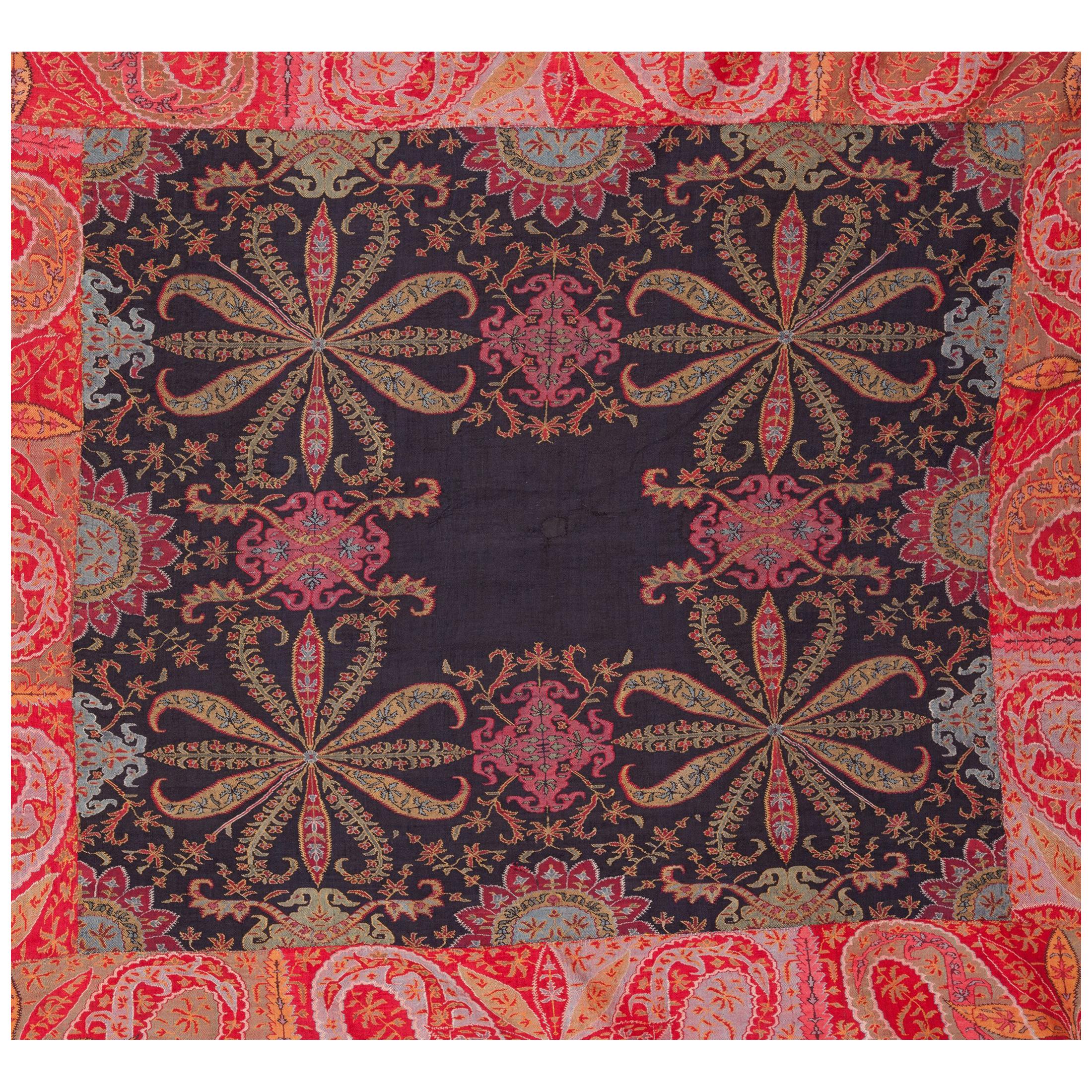 Antique Kashmir Long Shawl from India Early 19th Century, 1830s For Sale