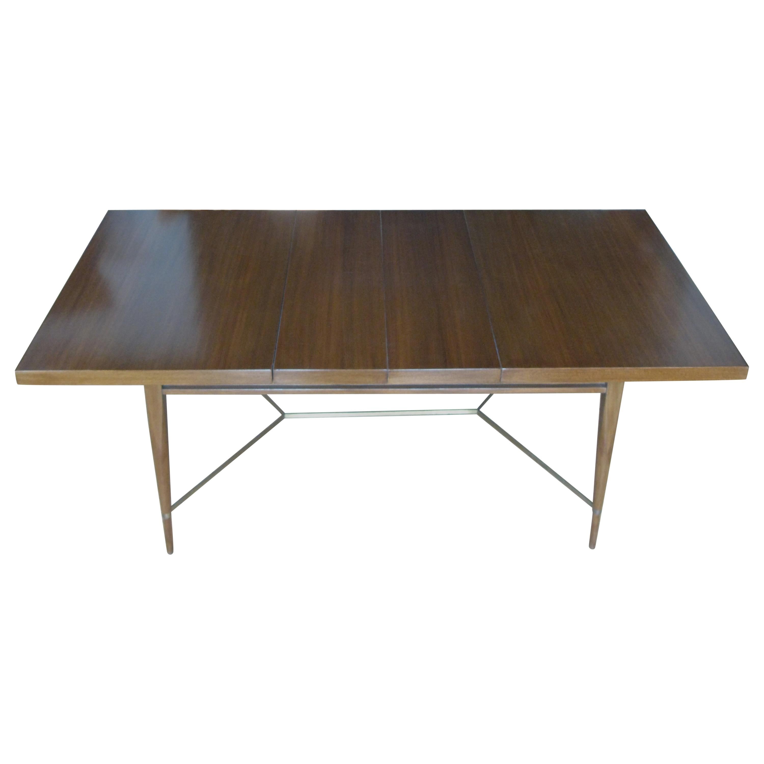 Mahogany & Brass Extension Dining Table by Paul McCobb