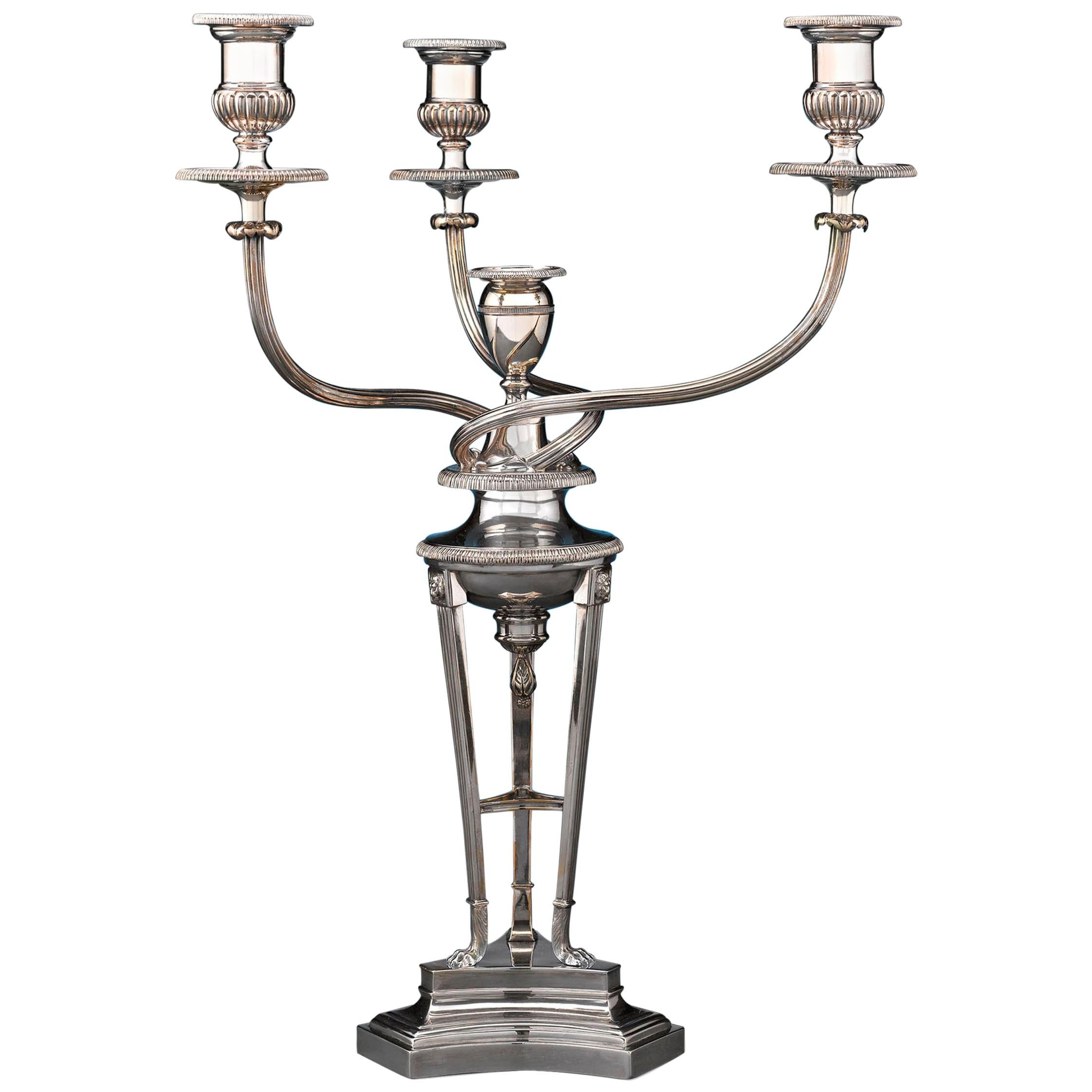 Candelabro con placa de Sheffield de Matthew Boulton en venta