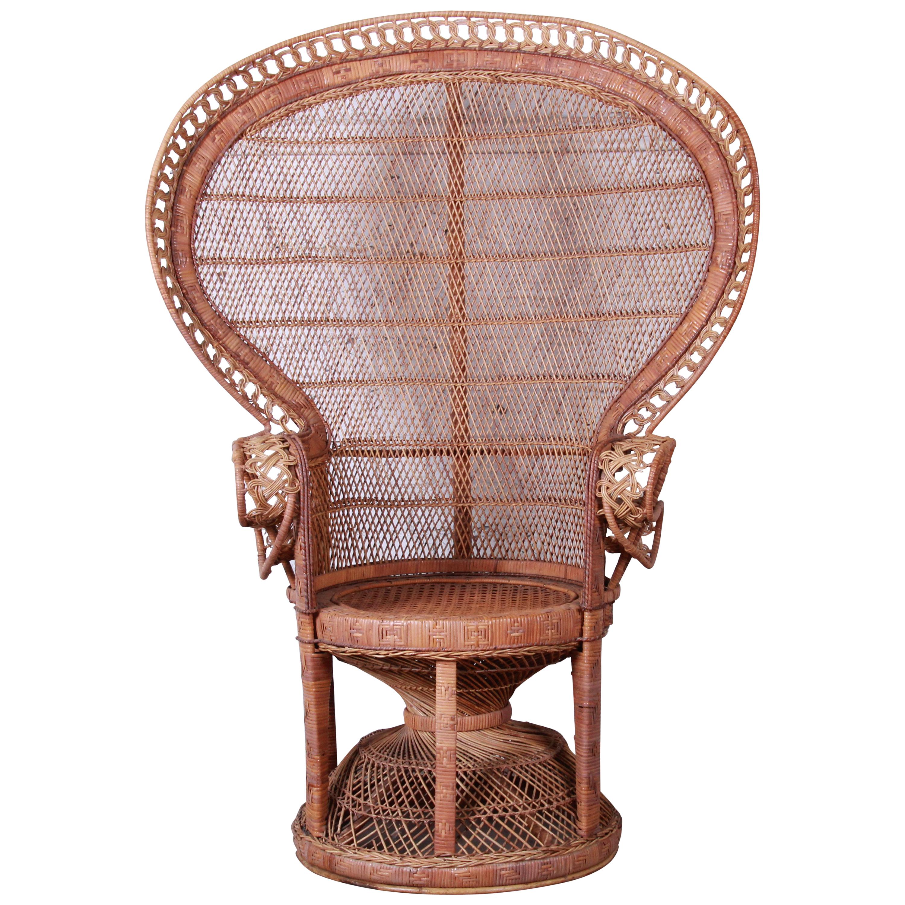 Iconic Bohemian Wicker Emanuelle Peacock Chair, 1970s