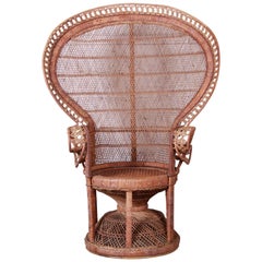 Retro Iconic Bohemian Wicker Emanuelle Peacock Chair, 1970s