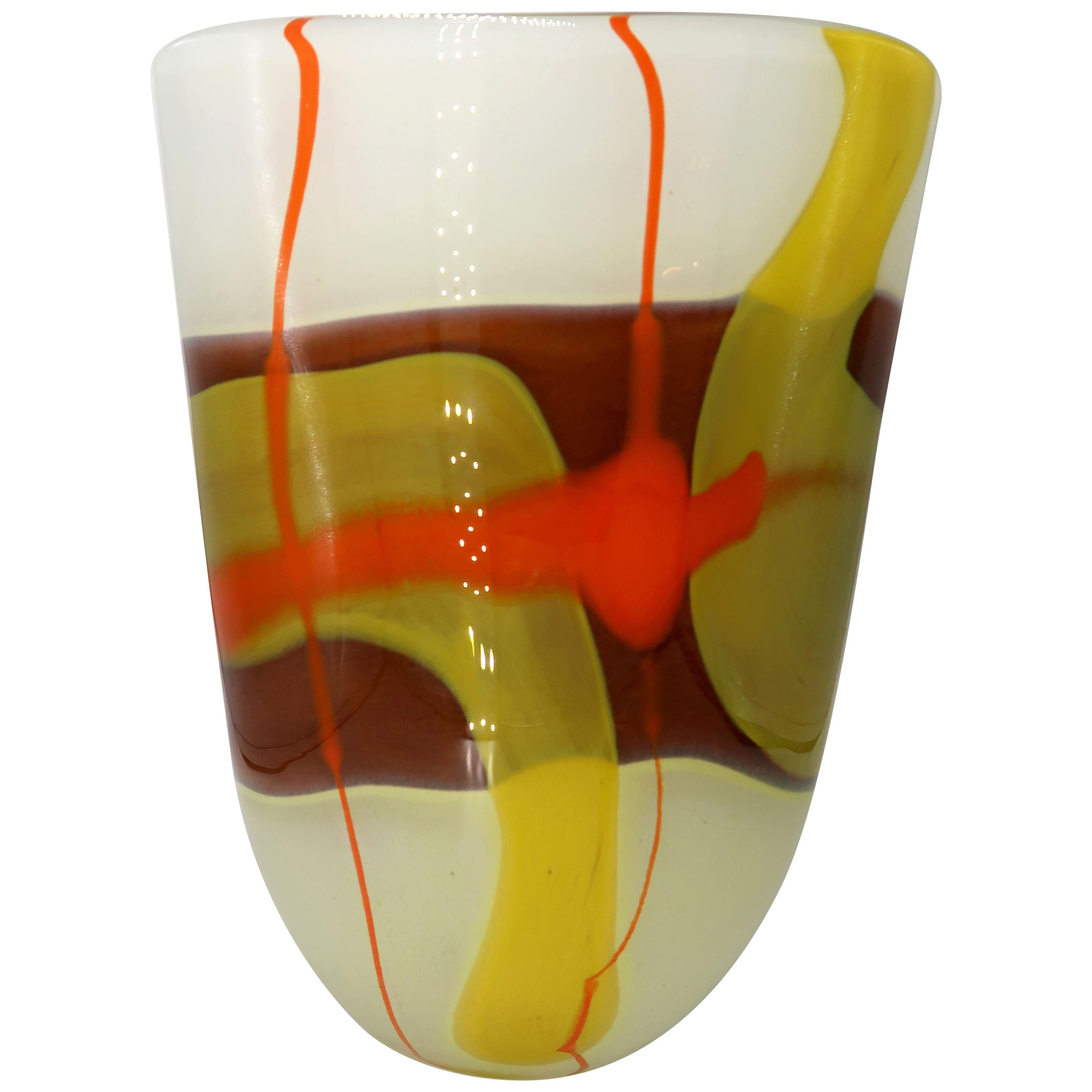 X-Large Modernist Multicolored Unique Art Glass Vase by Stiklo Studija