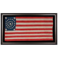 Antique 31 Stars in a Medallion Pattern on an Elongated Homemade Flag