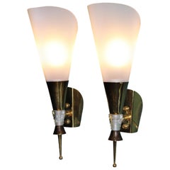 Antique Pair of Midcentury Wall Sconces