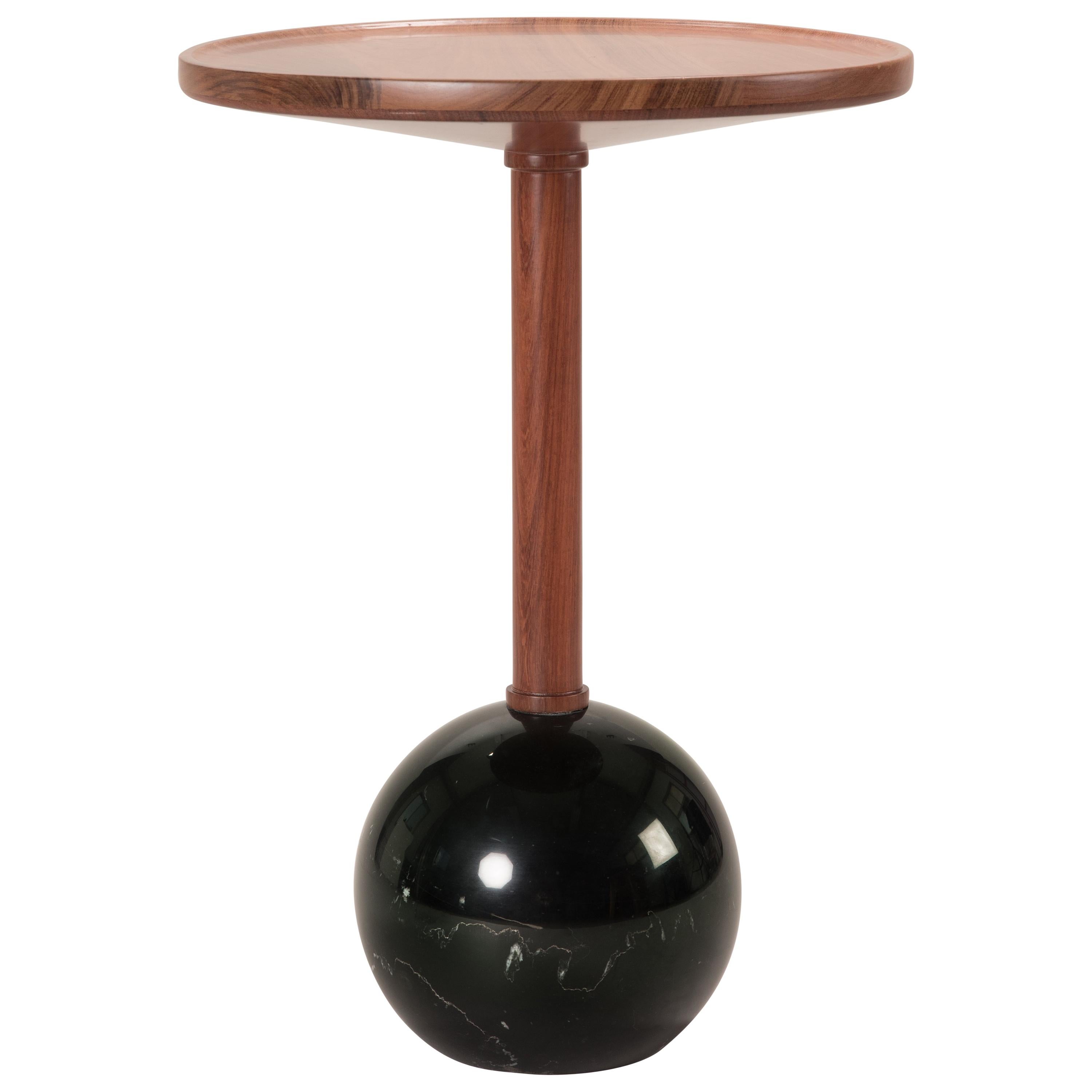 Rounded Monterrey Side Table, Black Marble For Sale