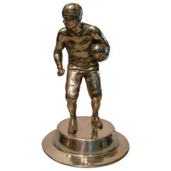 Vintage American Football Sculpture/Trophy, Desk Piece, Silvered Metal, 1930s