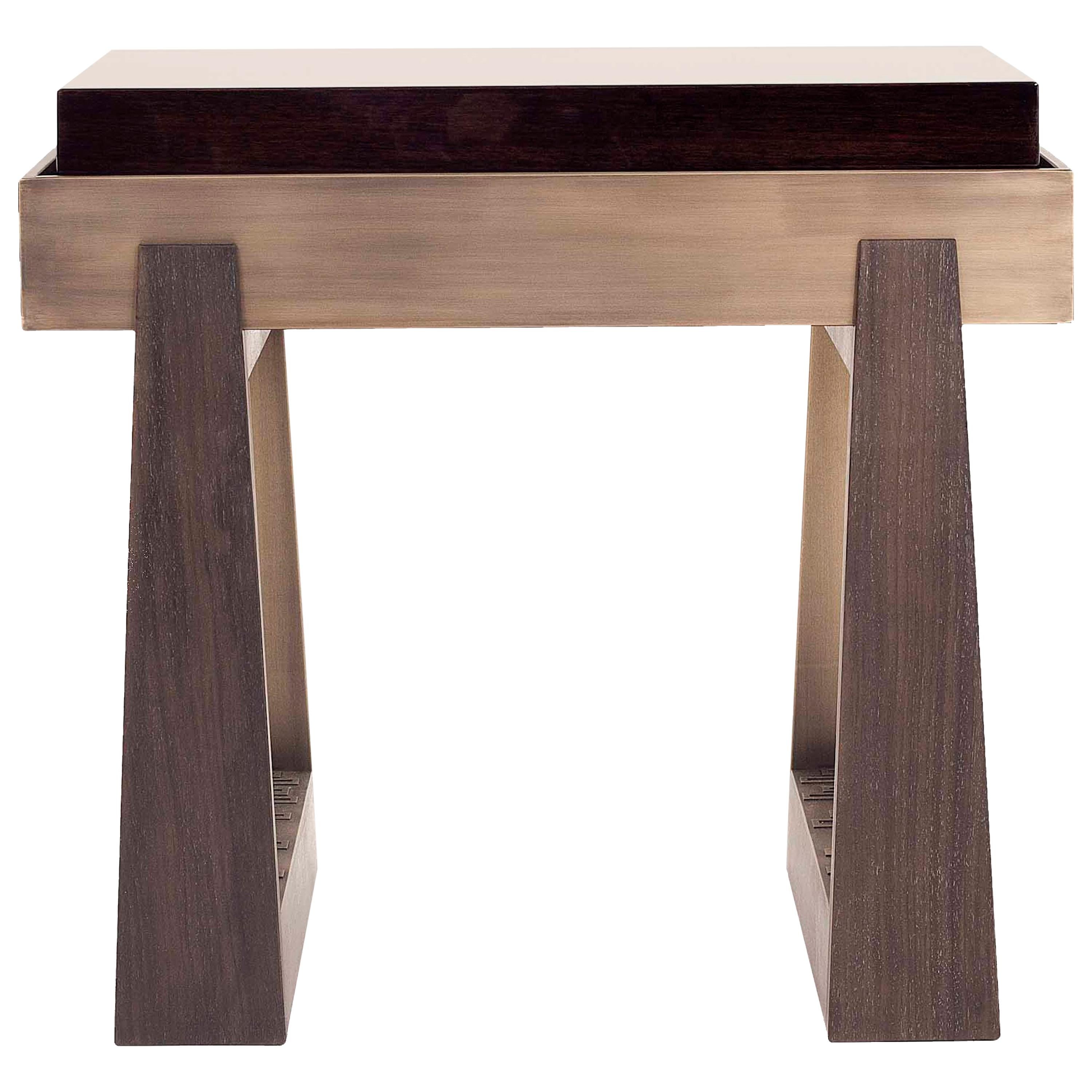 Bridge Side Table - Oak & Walnut - Size II For Sale