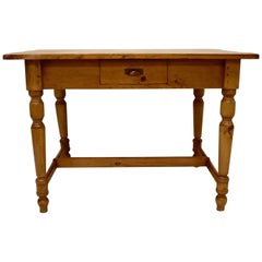 Pine and Beech Stretcher Base Writing Table