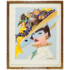 Illustration de mode originale d'Antonio Lopez pour le Vogue italien