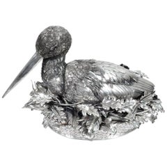 Fabulous Quality Mario Buccellati Silver Nesting Bird Figure in Basket