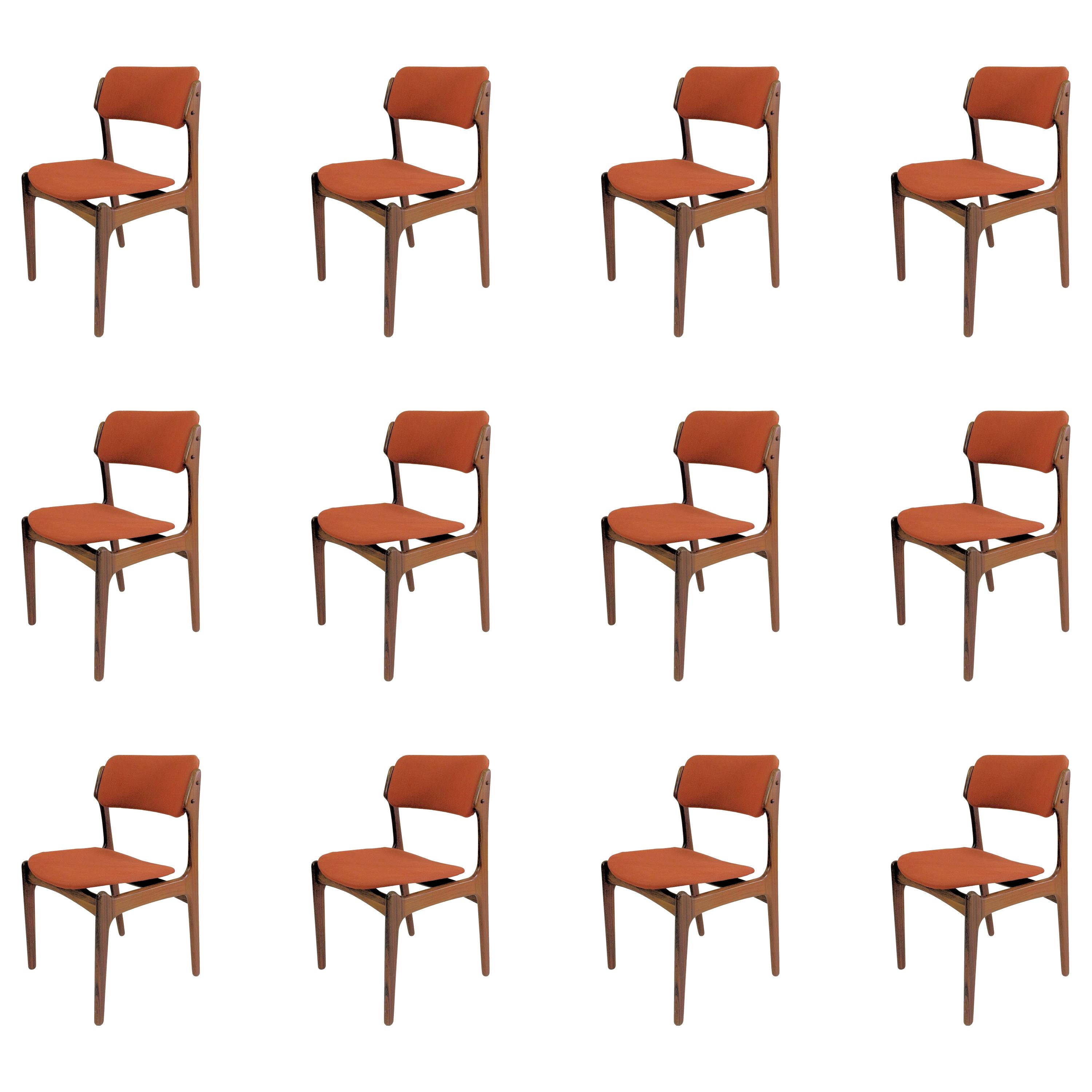 1960s Erik Buch Set of 12 Rosewood Dining Chairs by Oddense Maskinsnedkeri