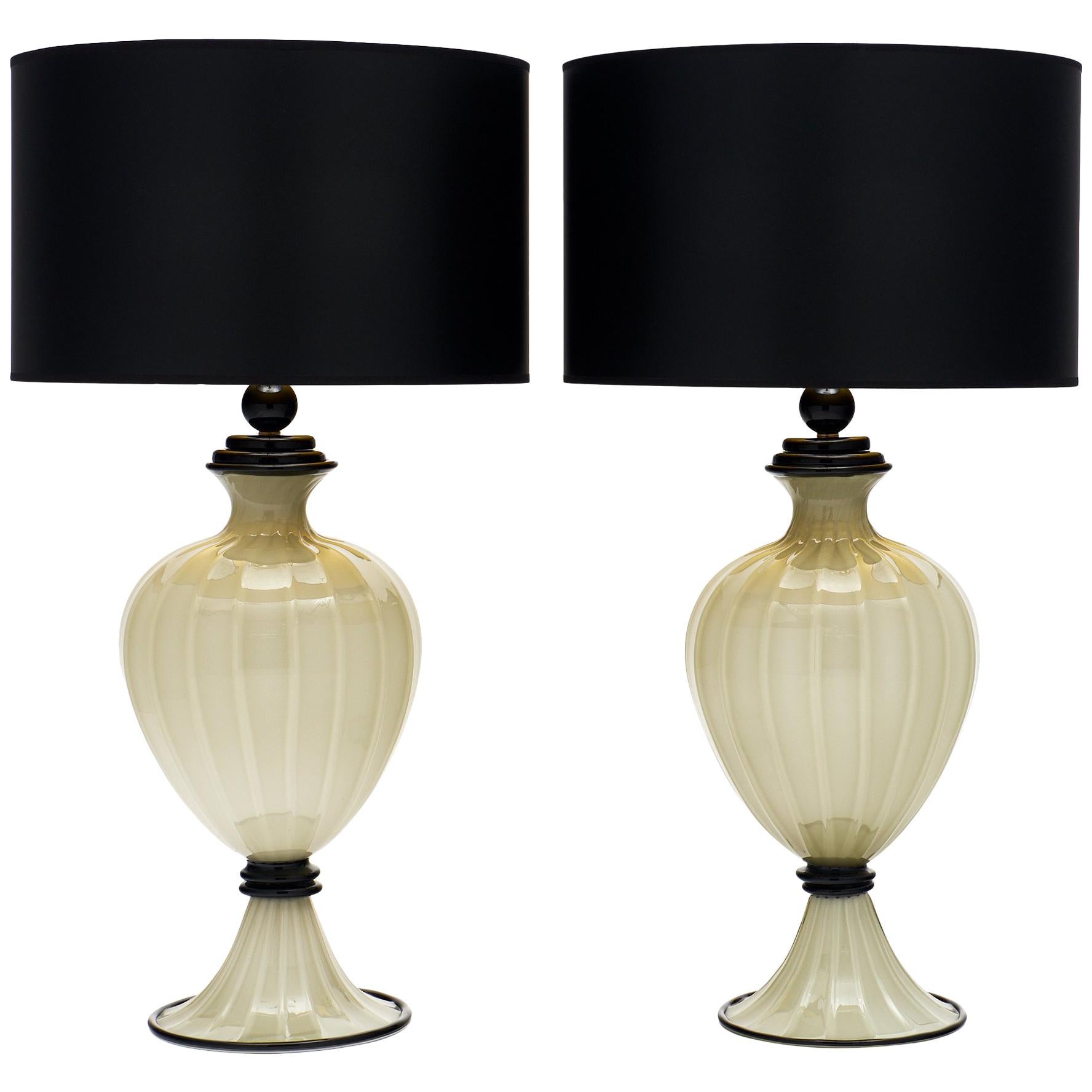 Black and Gray Murano Glass Lamps