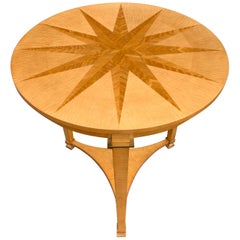Circular Midcentury Sunburst Inlaid Gueridon Table, the André Arbus Collection