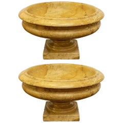 Large Carved Siena Marble Urns on Pedestals from Italy, 'Individually Priced'