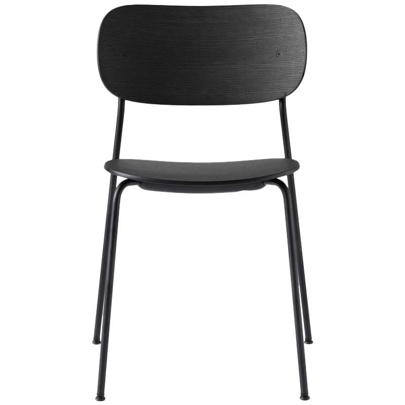 Co Chair, Wood Seat,  Black Oak Seat/Black Legs For Sale