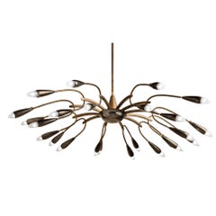 Brass Double Arm Chandelier, Italy circa 1960