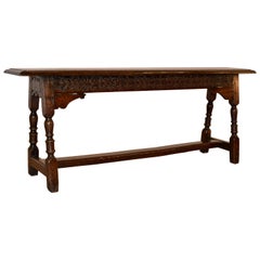 18th Century English Carved Oak Bench