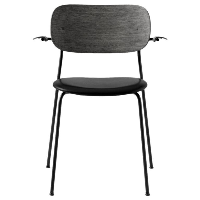 Co Chair, Armrest, Dakar Black 0842 Seat, Black Oak Back & Arms For Sale