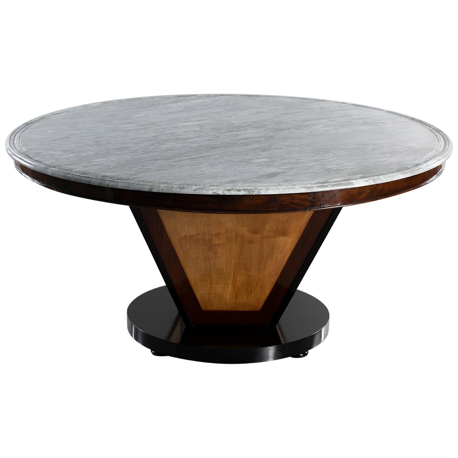 Deco-Inspired Italian Marble Dining Table with Custom Made Base