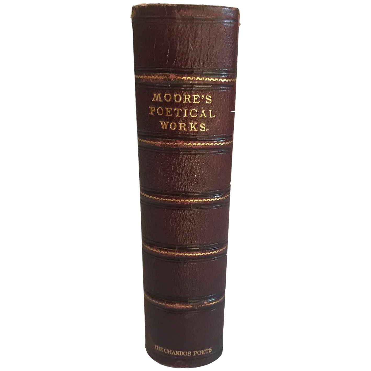 Antique Fore-Edge Leather Book of Moore's Poetical Works For Sale