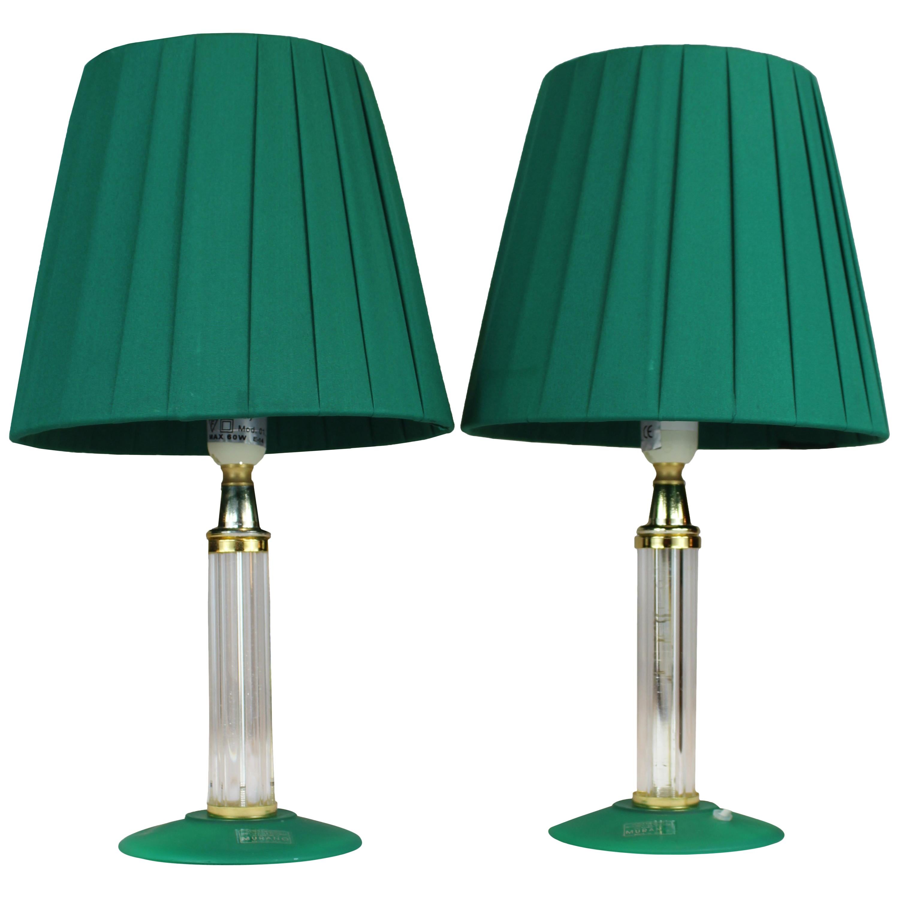 Italian Venetian Pair of Table Lamps , Murano Glass For Sale