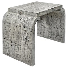Gramercy  Game Table in Python Faux Finish with two pull out drink shelves