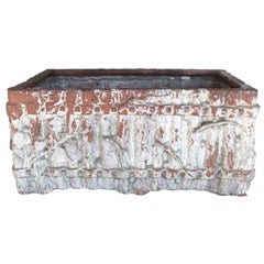 Terracotta Planter with Branch Design with Whitewashed Patina
