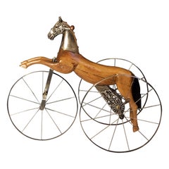 Antique French Velocipede or Child's Horse Tricycle from the 19th Century