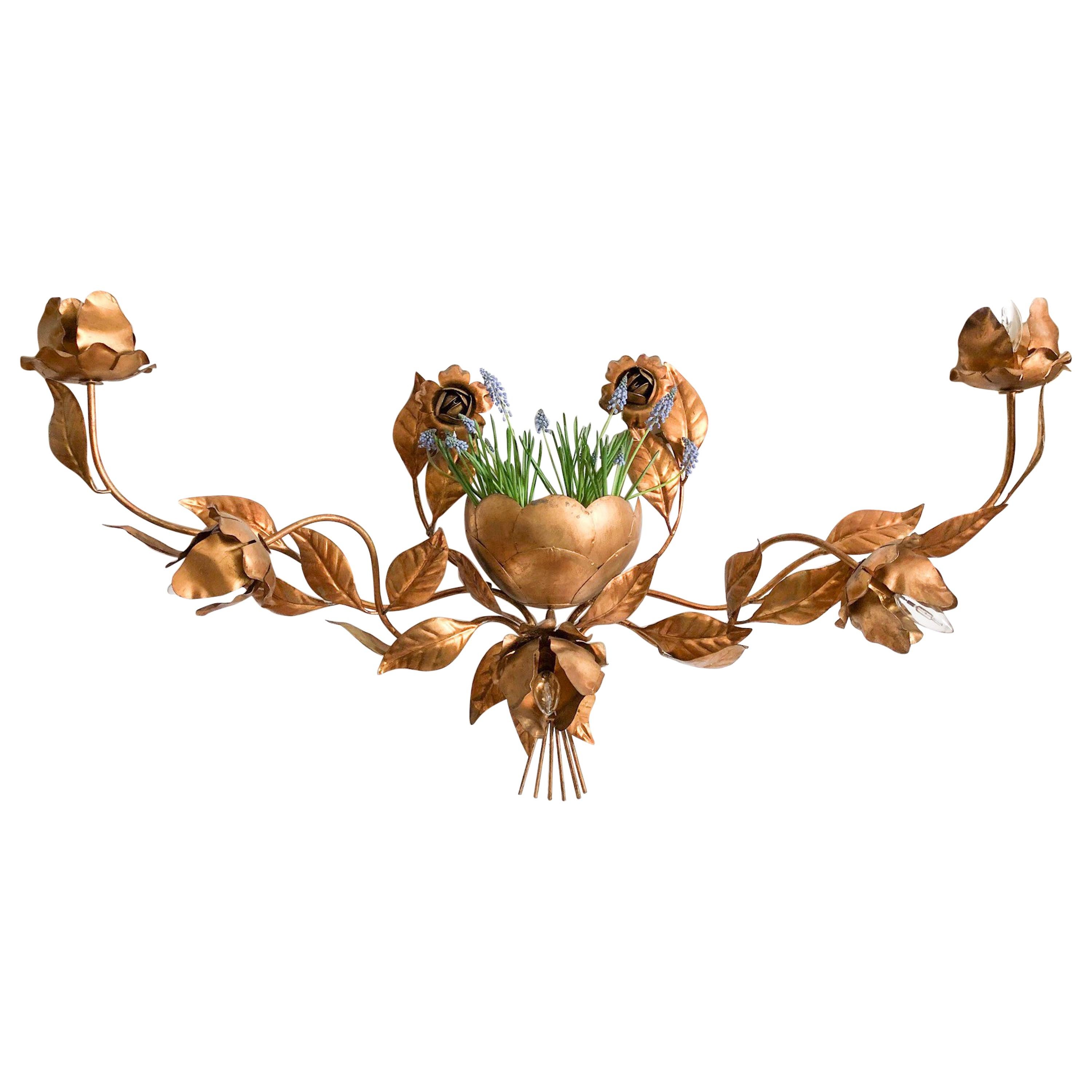 Italian Florentine Cachepot Wall Light, 5 Arms