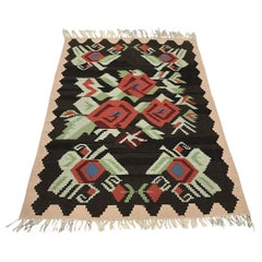 1970 Turkish Floral Wool Ghelim Rug