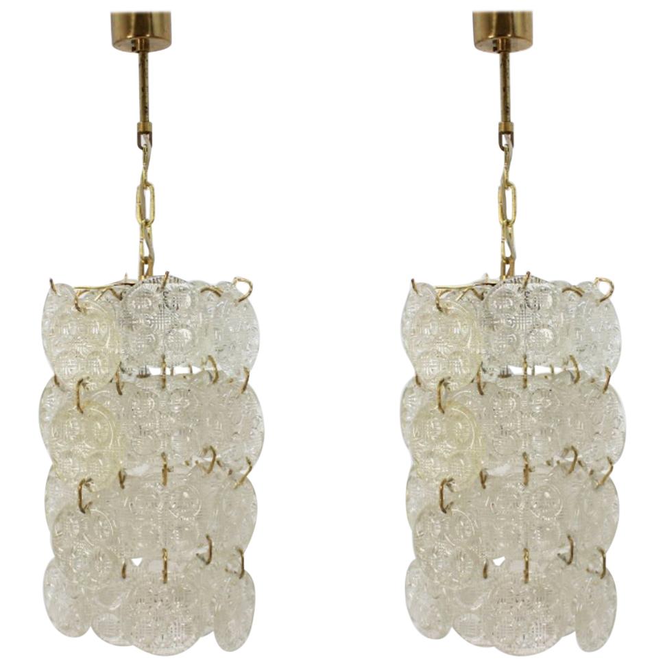 Pair of Midcentury Chandeliers from Zelezny Brod, 1960s For Sale