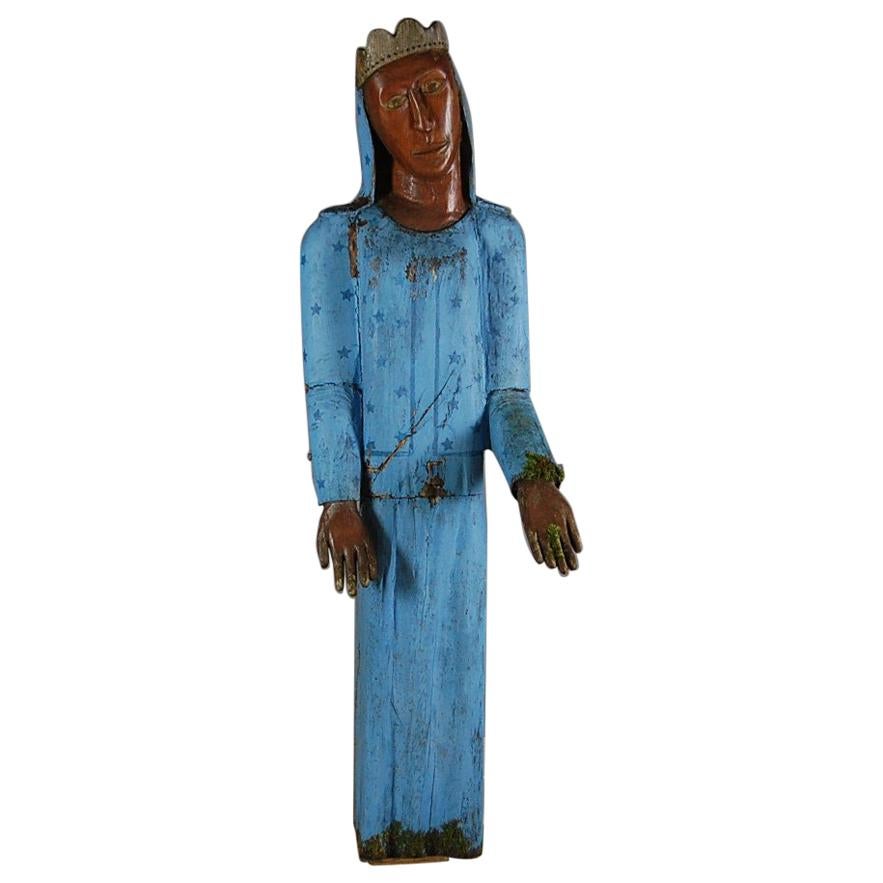 Life-Sized 20th Century Naive Black Madonna Carving