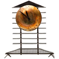 Retro Post-Modernist Metal Mantel Clock