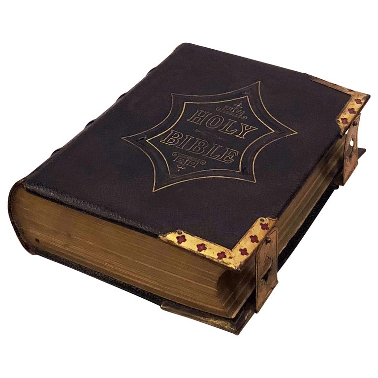 Large English Holy Bible with Clasps from the 19th Century at 1stDibs