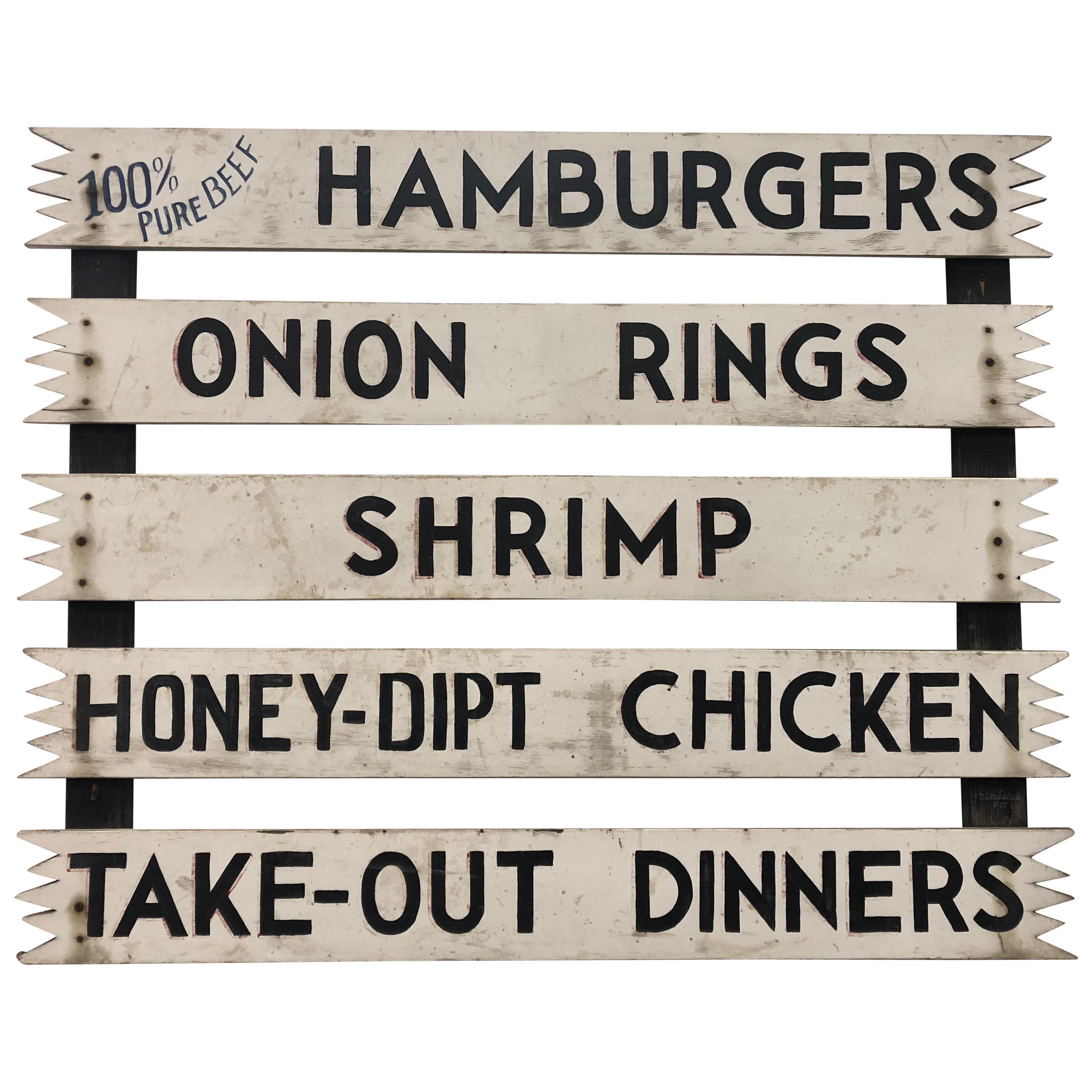 Vintage Hand Painted Wood Sign For Sale