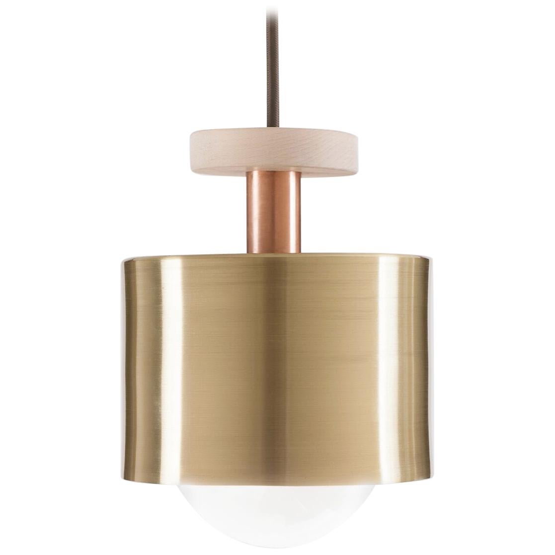 Spun Pendant in Polished Brass with Adjustable Drop light fixture For Sale