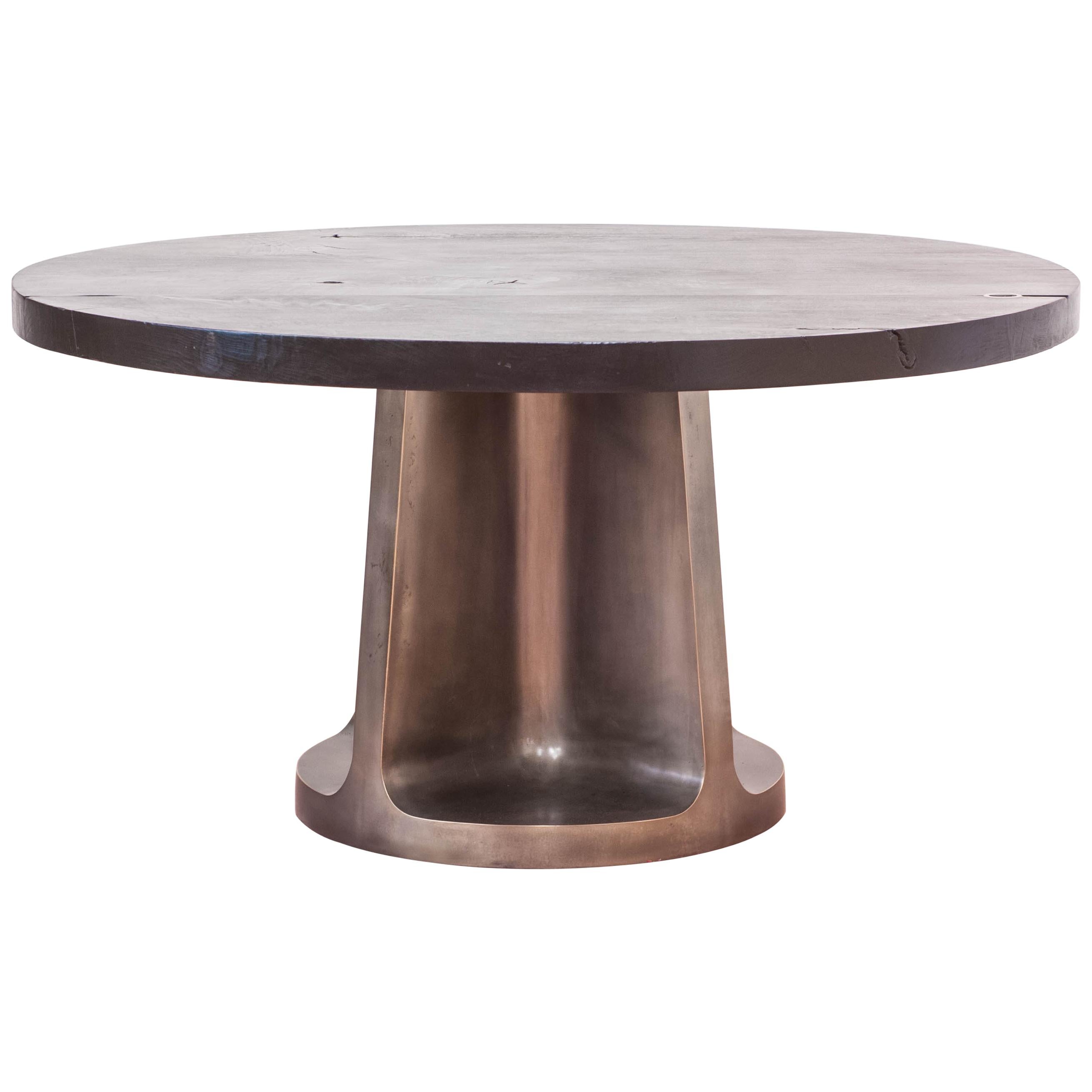 Neolith Table in Charred Maple and Silver Plated Bronze