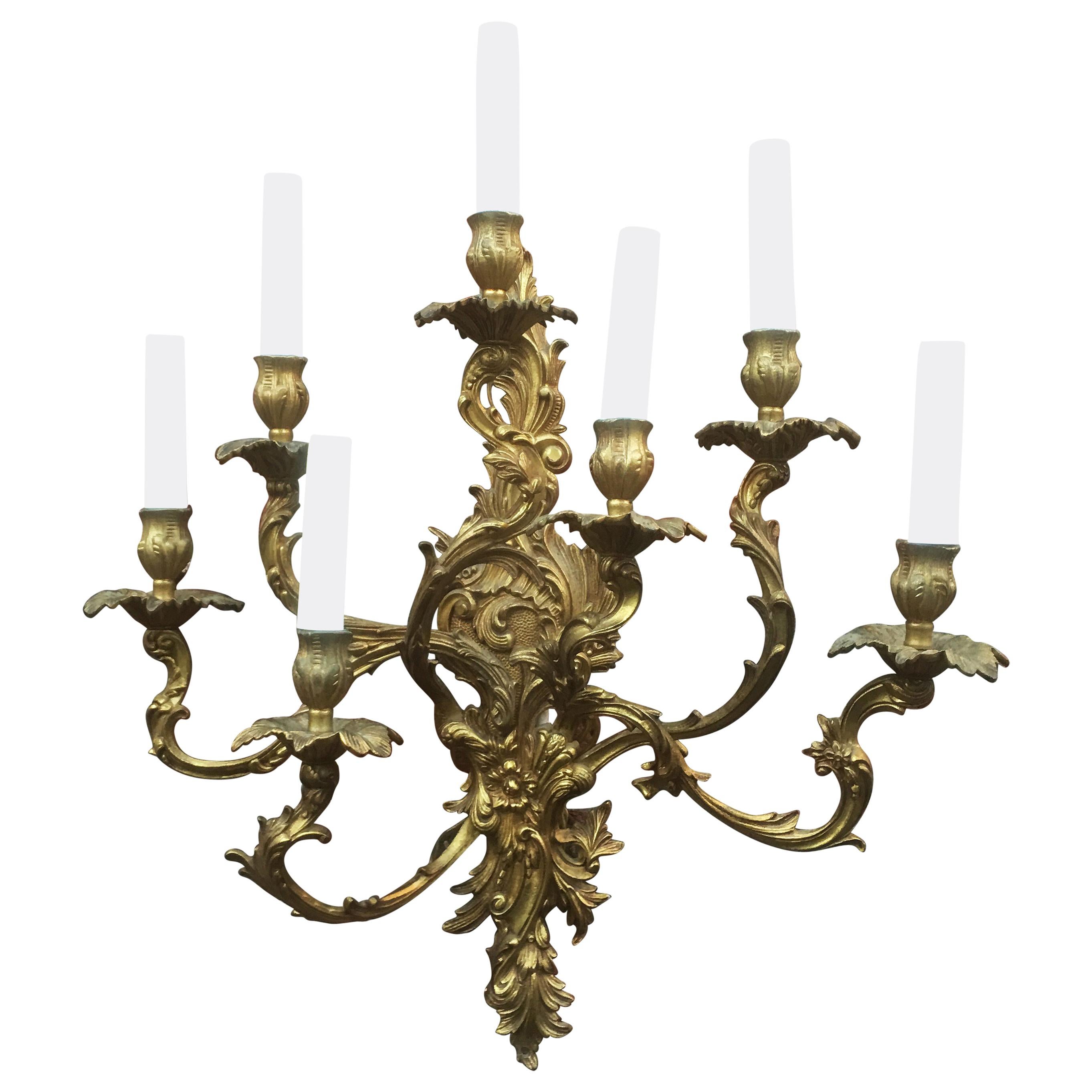 French Louis XV Style Gilt Bronze Sconce