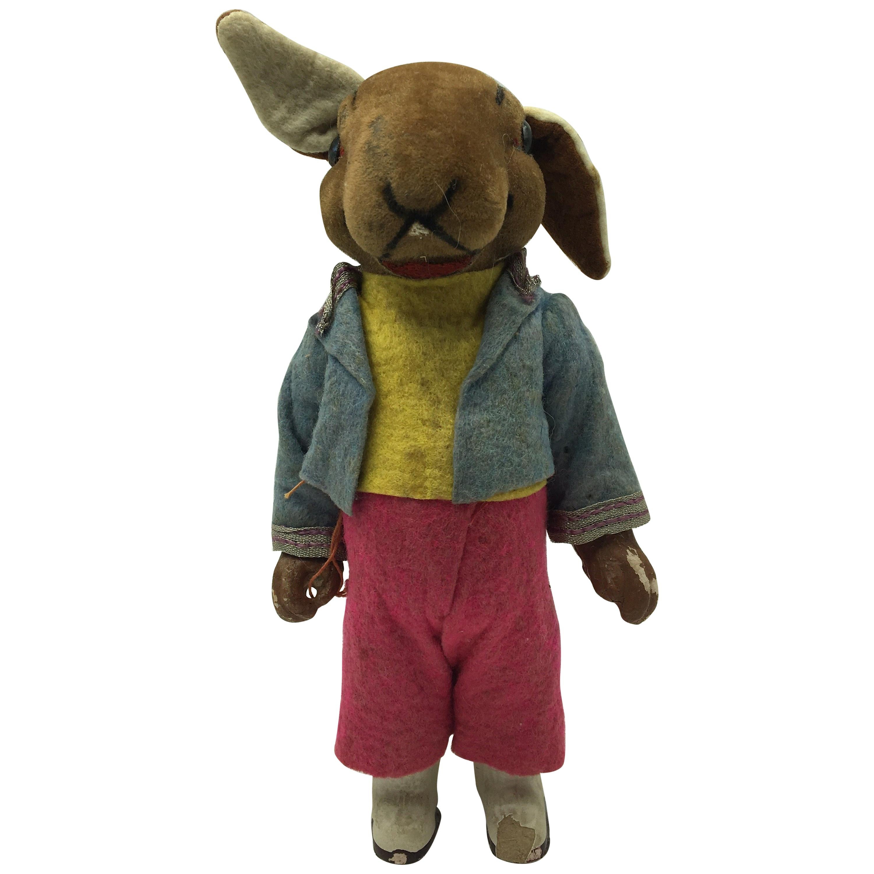 Rabbit Toy Made of Textile and Carton, US, 1950s For Sale
