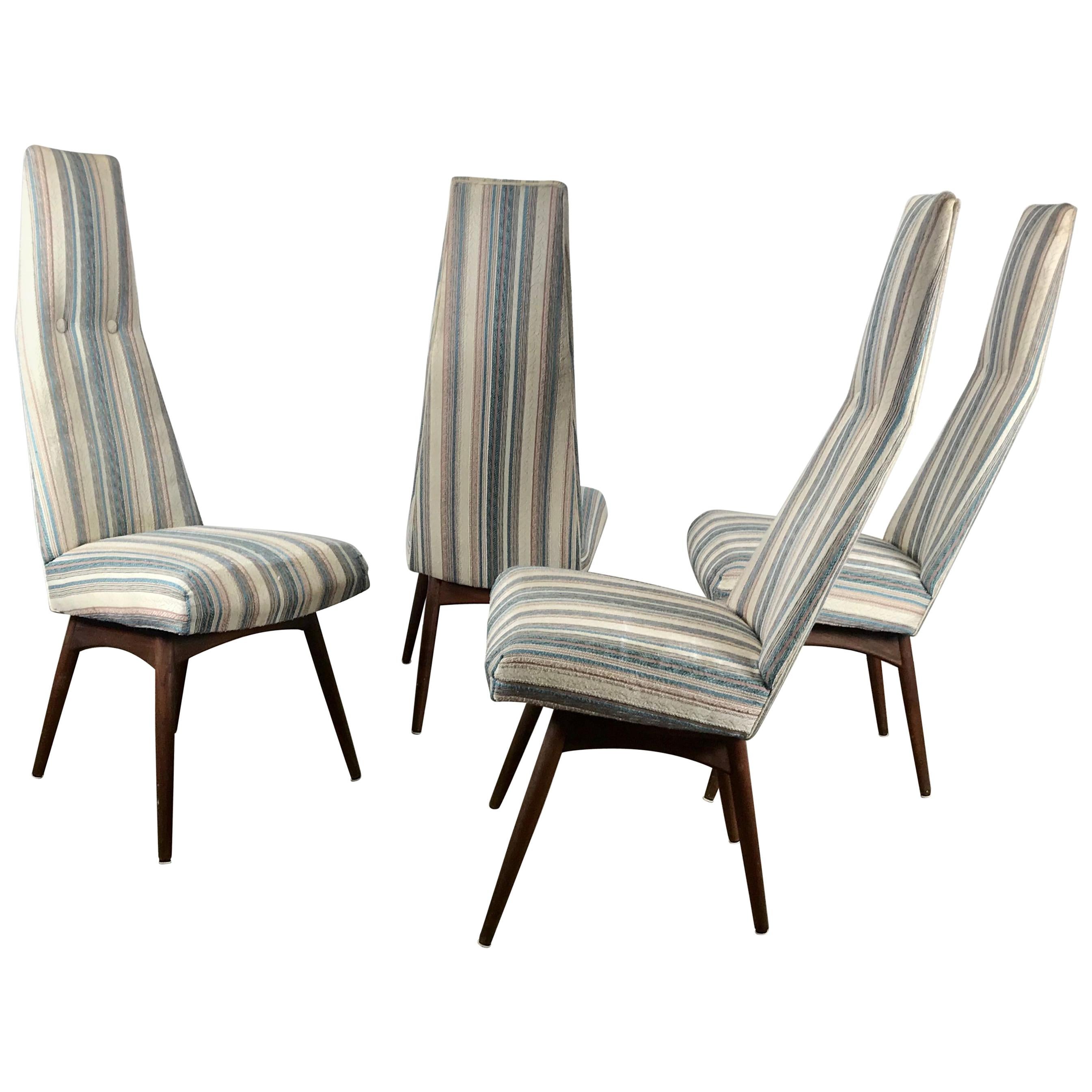 Set of 4 High Back Dining Chairs by Adrian Pearsall for Chromecraft