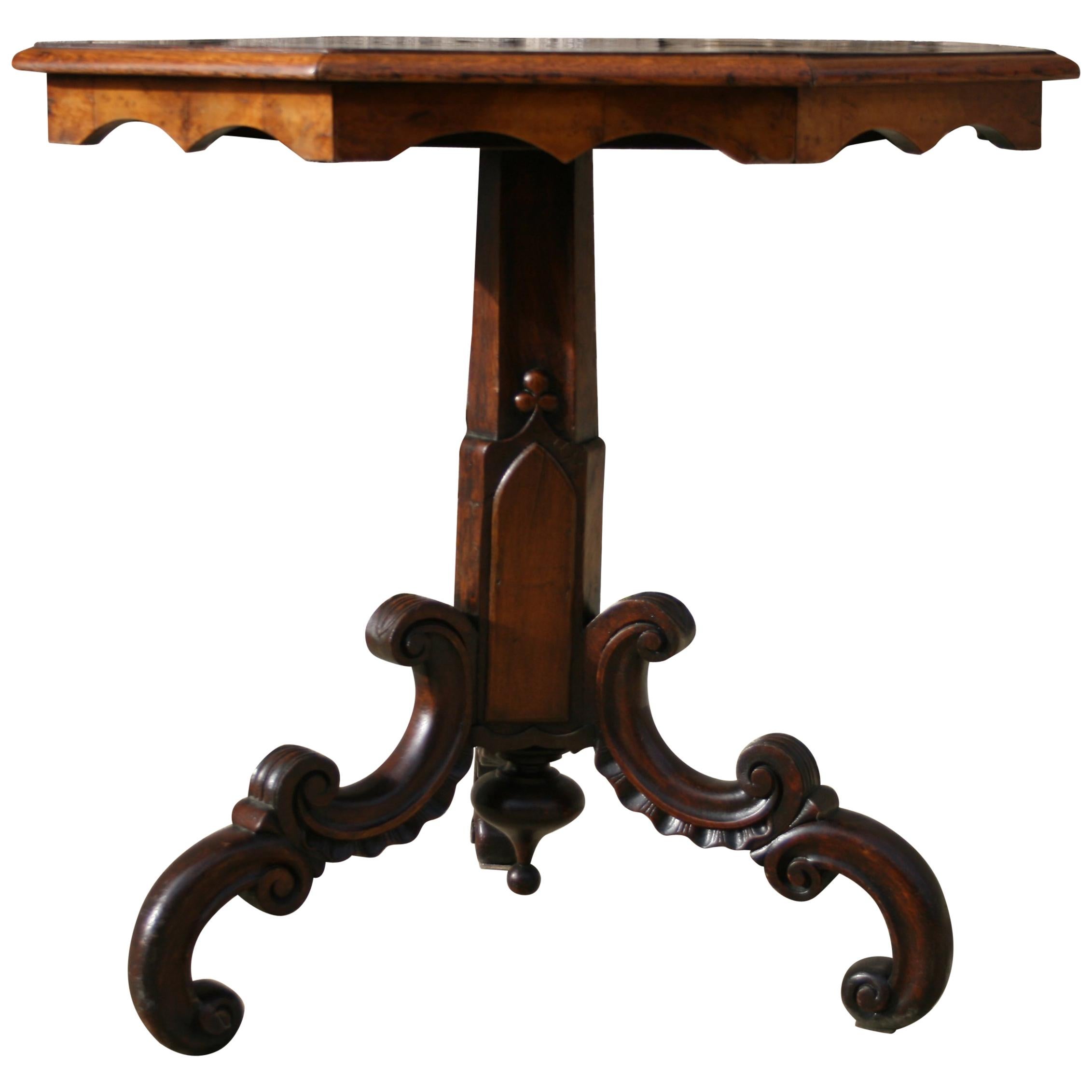 19th Century Inlay Italian Pedestal Table For Sale
