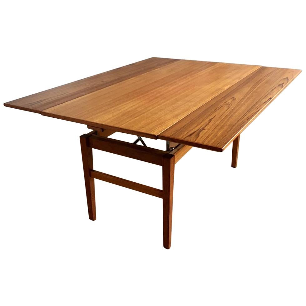 Midcentury Swedish Adjustable Teak Coffee or Dining Table from Emmaboda, 1957 im Angebot