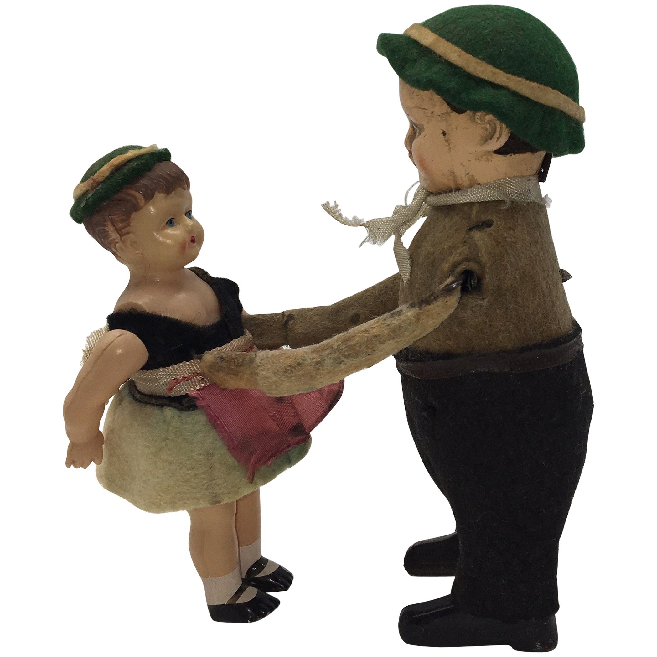 Vintage Schuco Wind Up Toy - Dancing German Couple, circa 1930 For Sale