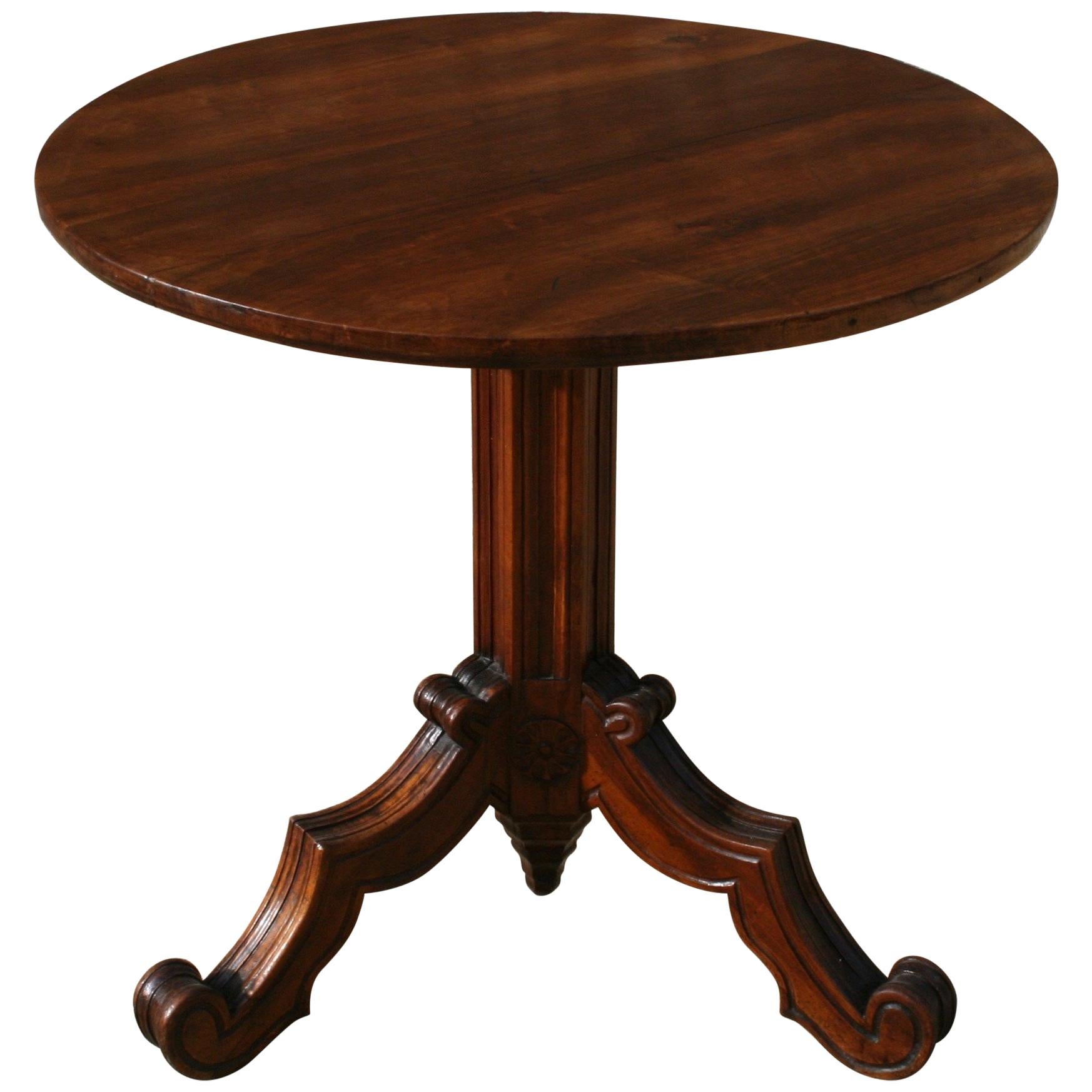 French Gothic Tilt-Top Mahogany Lamp or Side Table For Sale