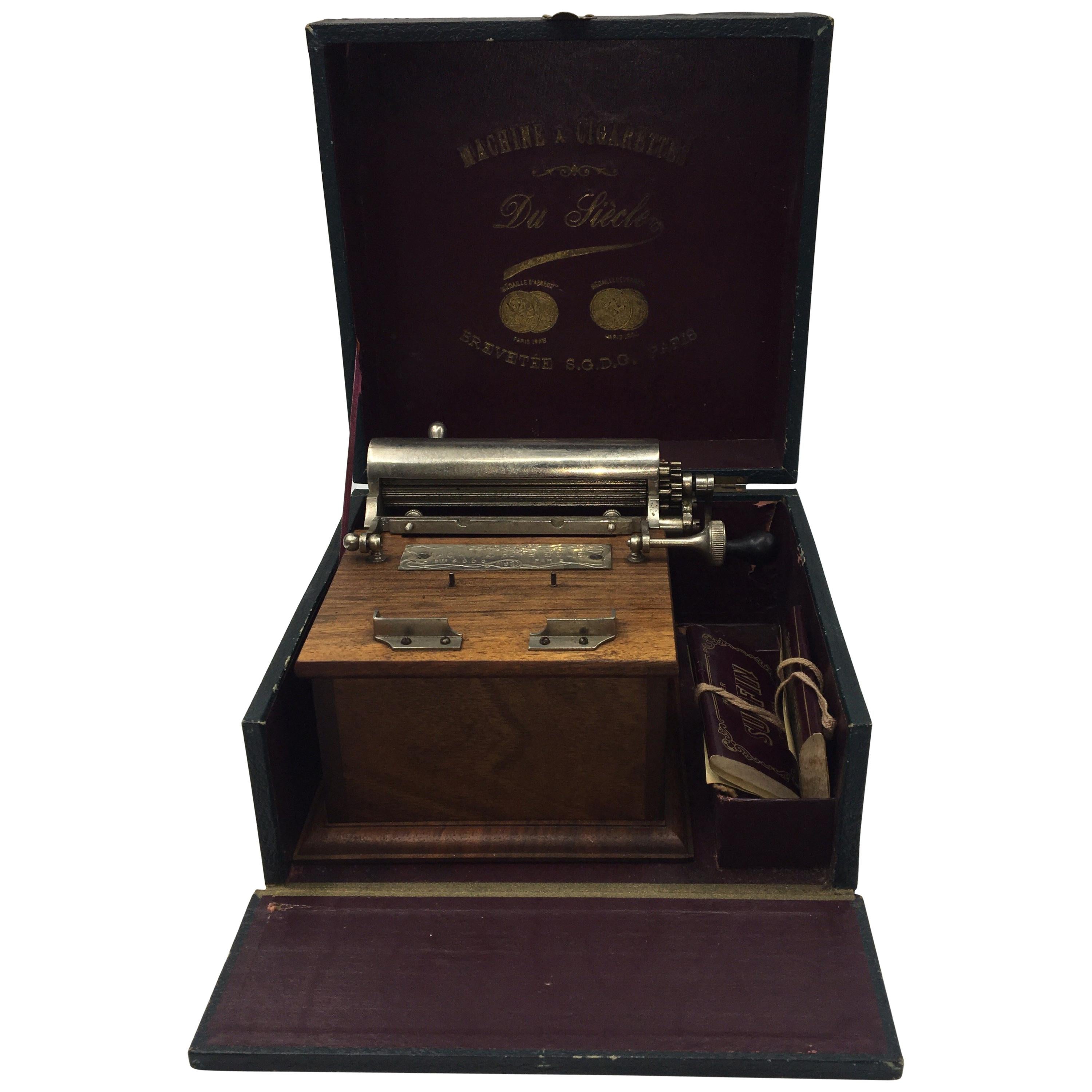 Very Rare 19th Century Cigarette Machine with Original Box, Du Siecle For Sale